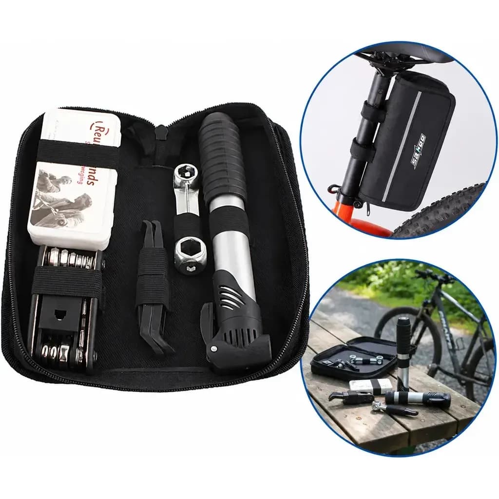 Kit Reparo Bike  Chaves, Bomba, Remendo E Ferramentas