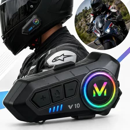 Fone De Ouvido Capacete Moto Bluetooth Intercomunicador Rgb