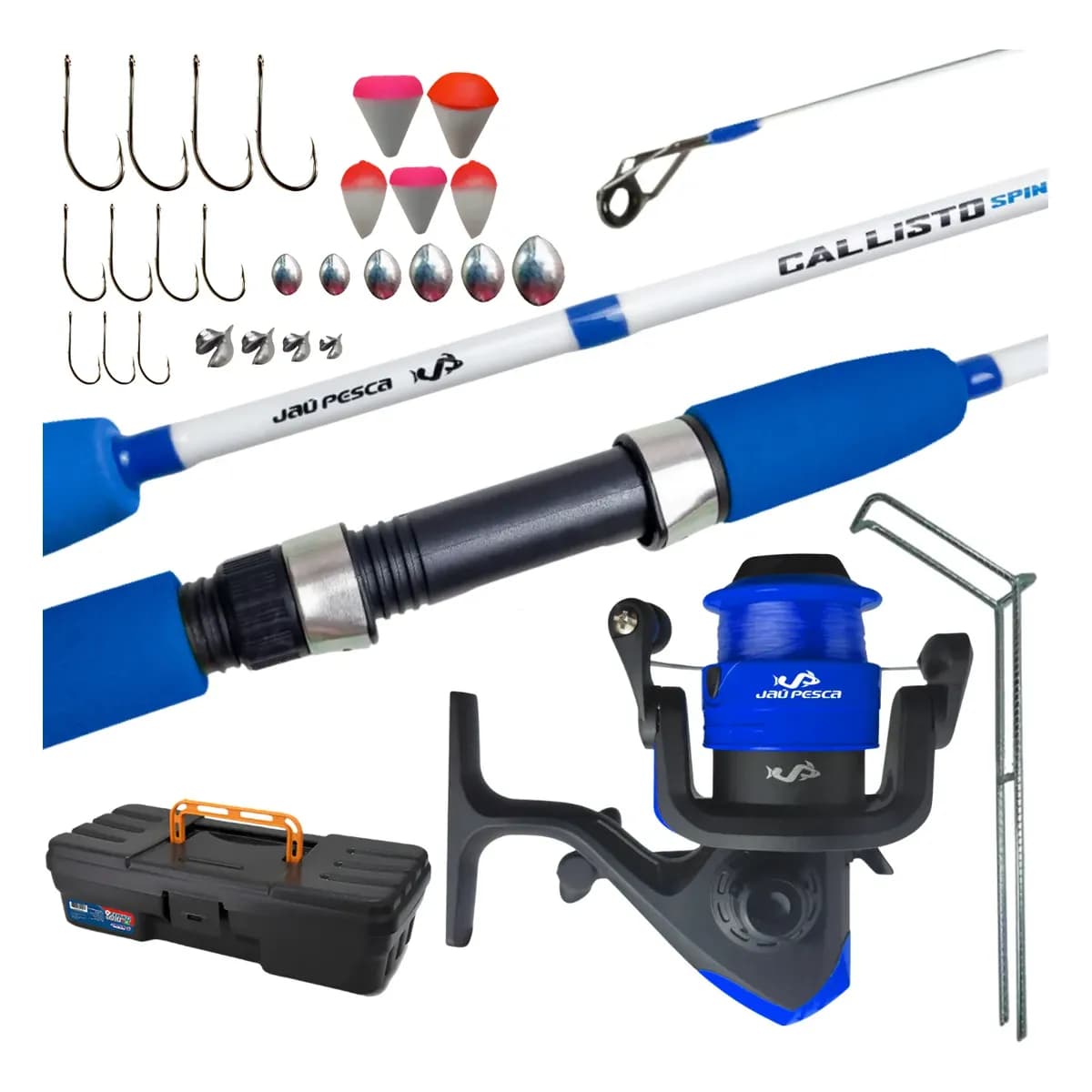 Kit Jau Pesca  Completa  Vara + Molinete Jp250 C/ Linha 160