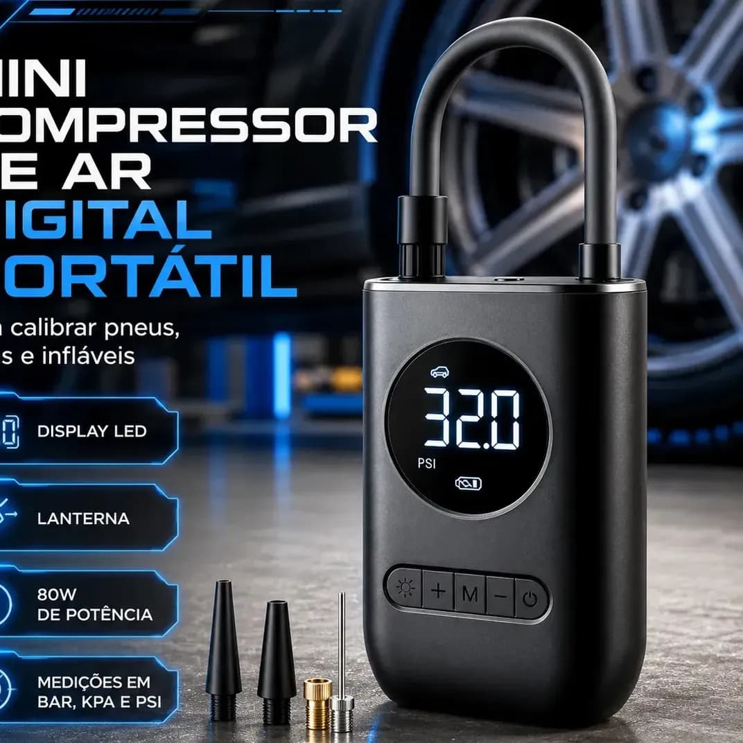 publi | Bomba De Ar De Mão Pneu Car Air Pump Sem Fio 150 Psi Luz De Emergência Led Com Bateria Recarregável De 4000 Mah Verunto