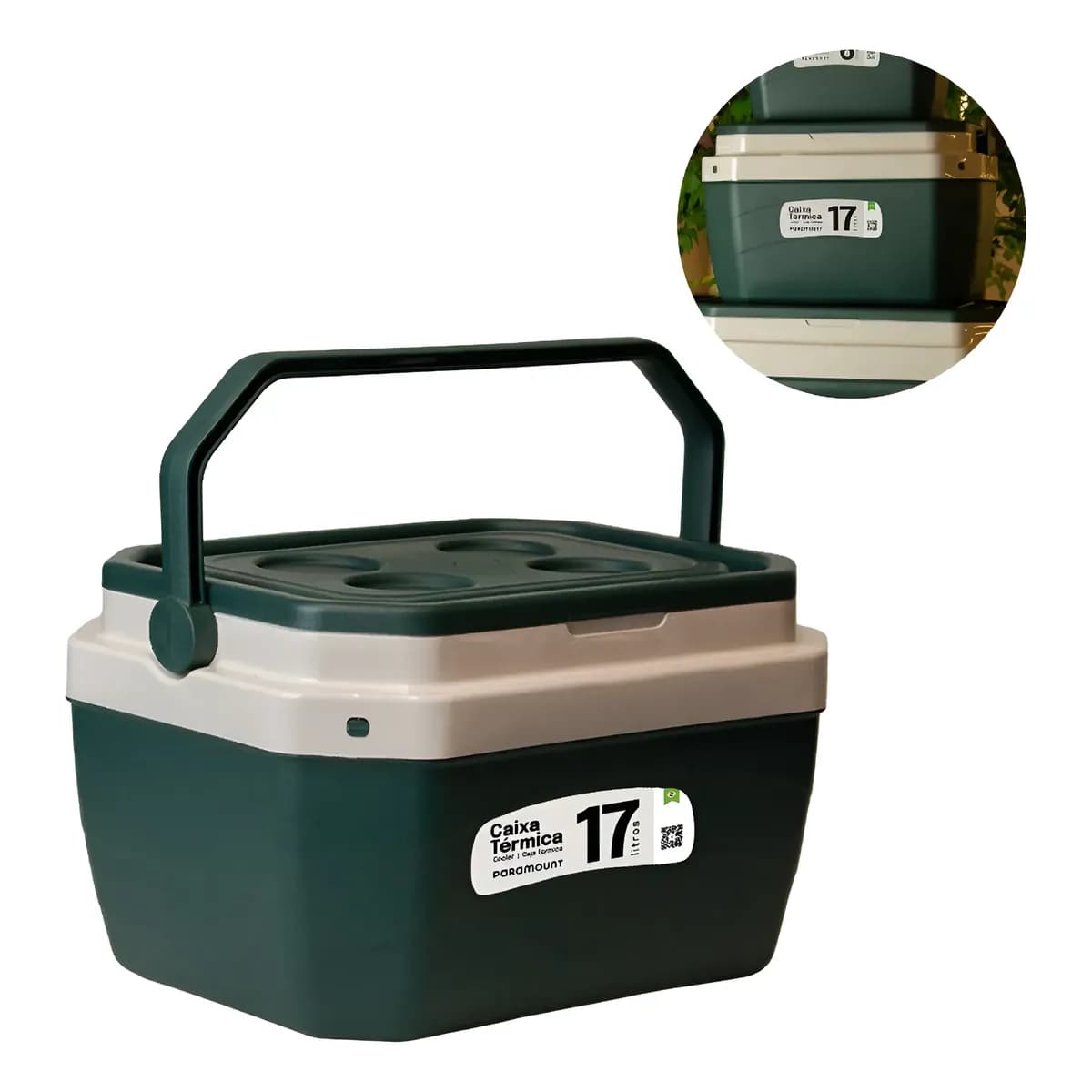 Caixa Térmica 17 Litros Cooler Praia Churrasco Paramount Verde-escuro