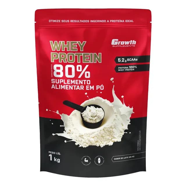 Whey Protein Concentrado 1kg Growth Supplements - Leite em Pó