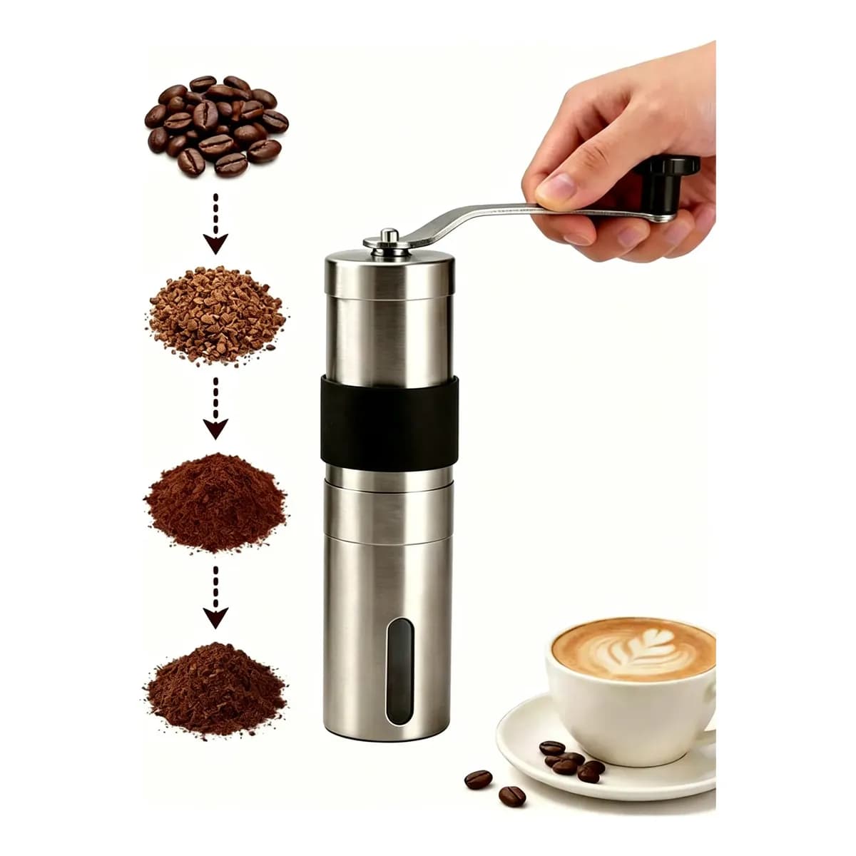 Moedor De Cafe Manual Inox   Em Cerâmica Com  Regulagem