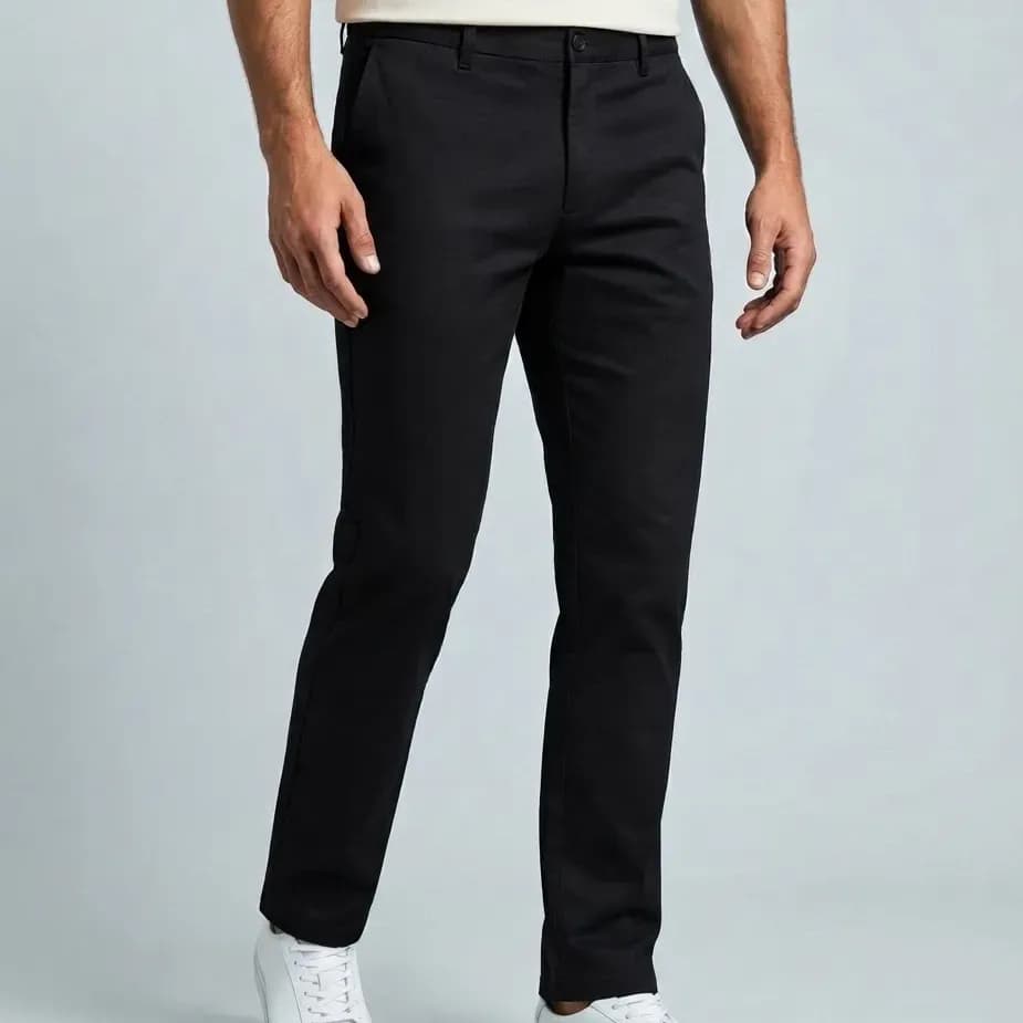 Calça Masculina Sarja Slim Elastano Social Esporte Fino Preto 42