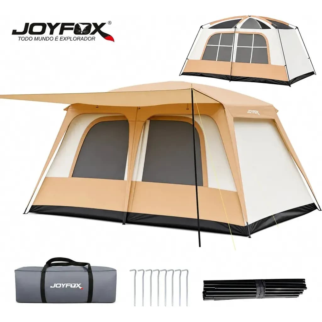 Barraca de Camping Joyfox Para 12 Pessoas Laranja Impermeável