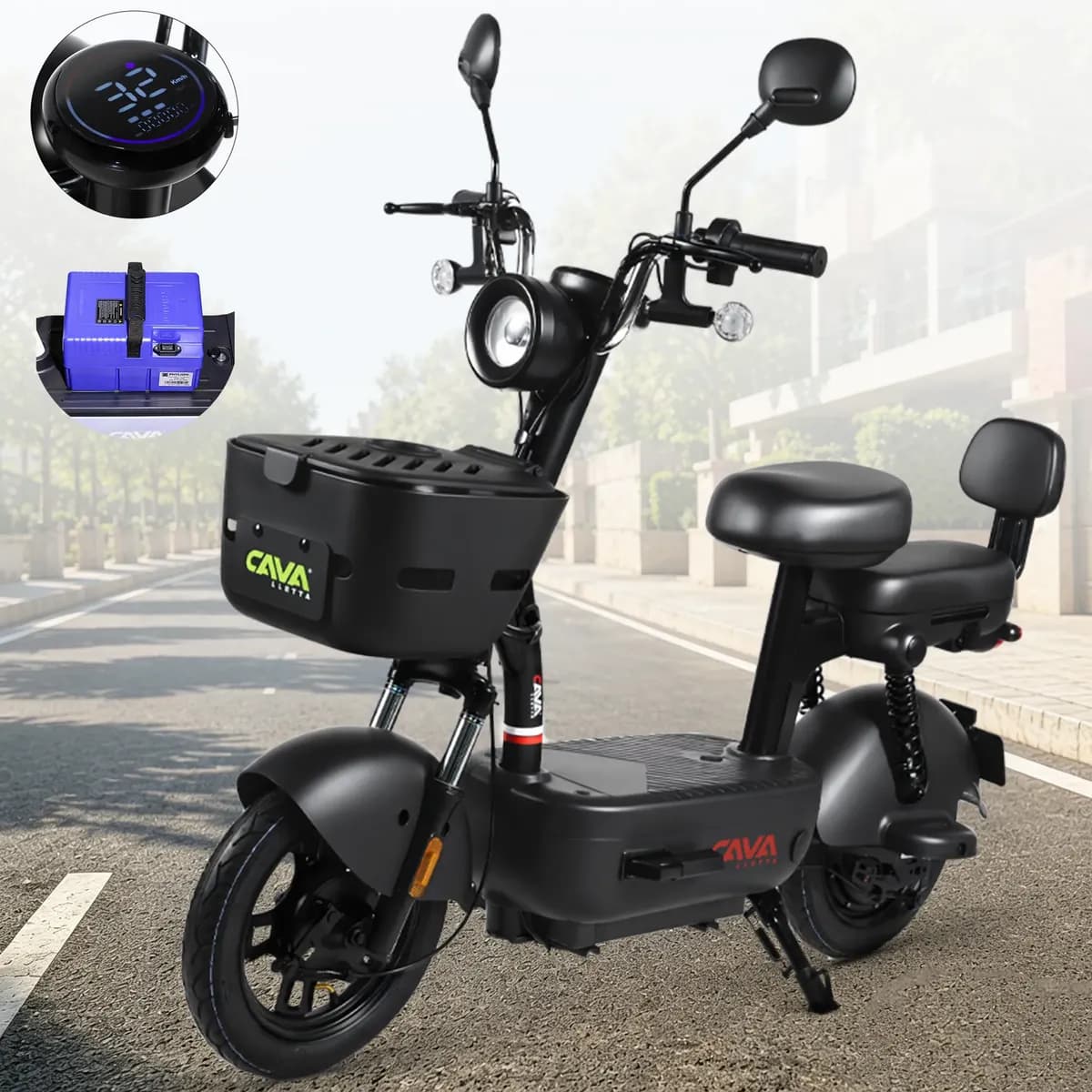 Bicicleta Elétrica Cavalletta C3 Removível Lítio 75km 800w Preto