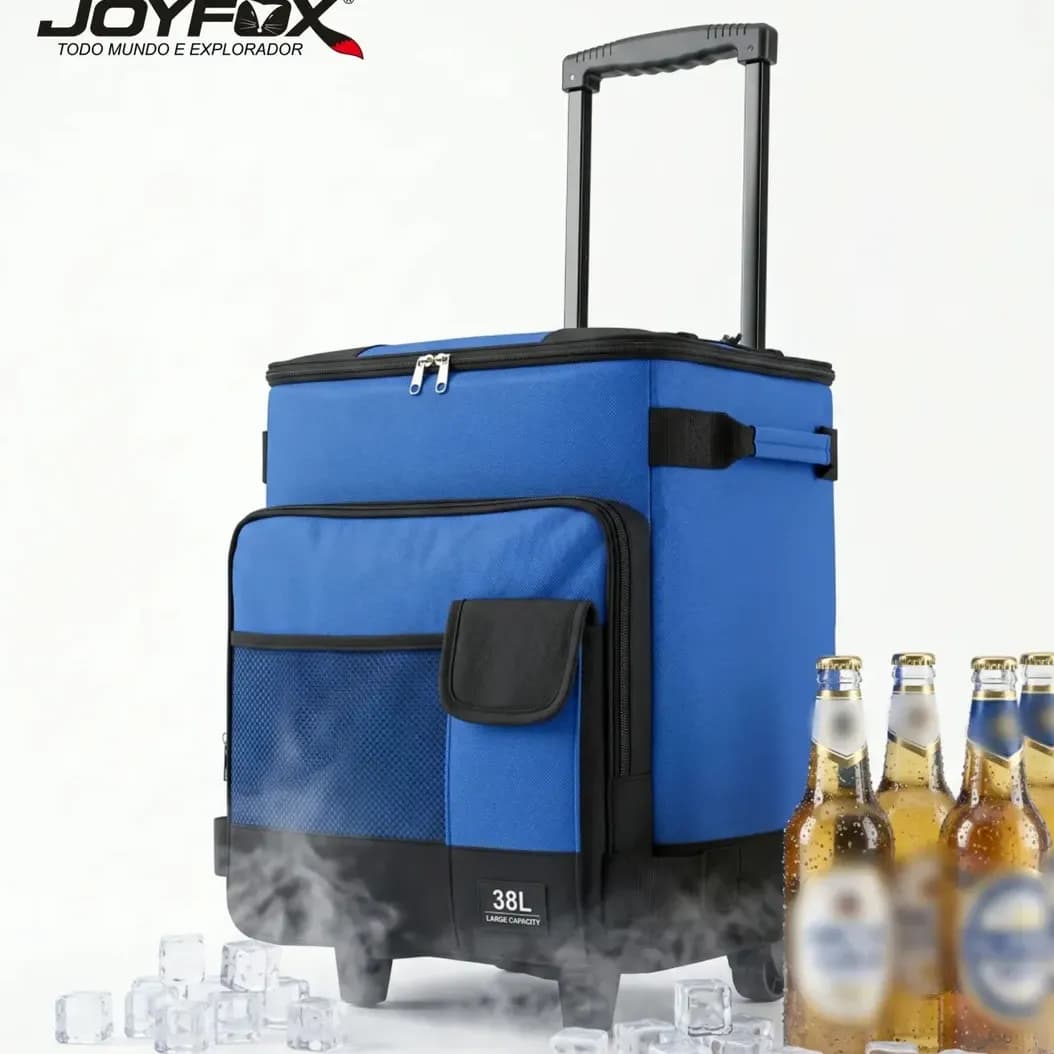 JOYFOX Cooler Caixa Térmica Com Rodinhas 38L Camping Impermeável 8 Horas