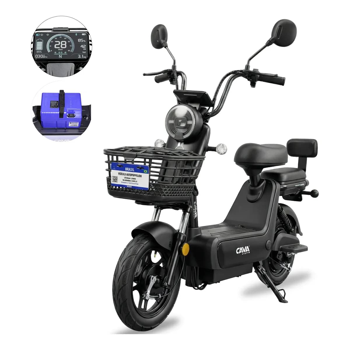 Bicicleta Elétrica Cavalletta C2 Removível Lítio 65km 750w Preto 104cm