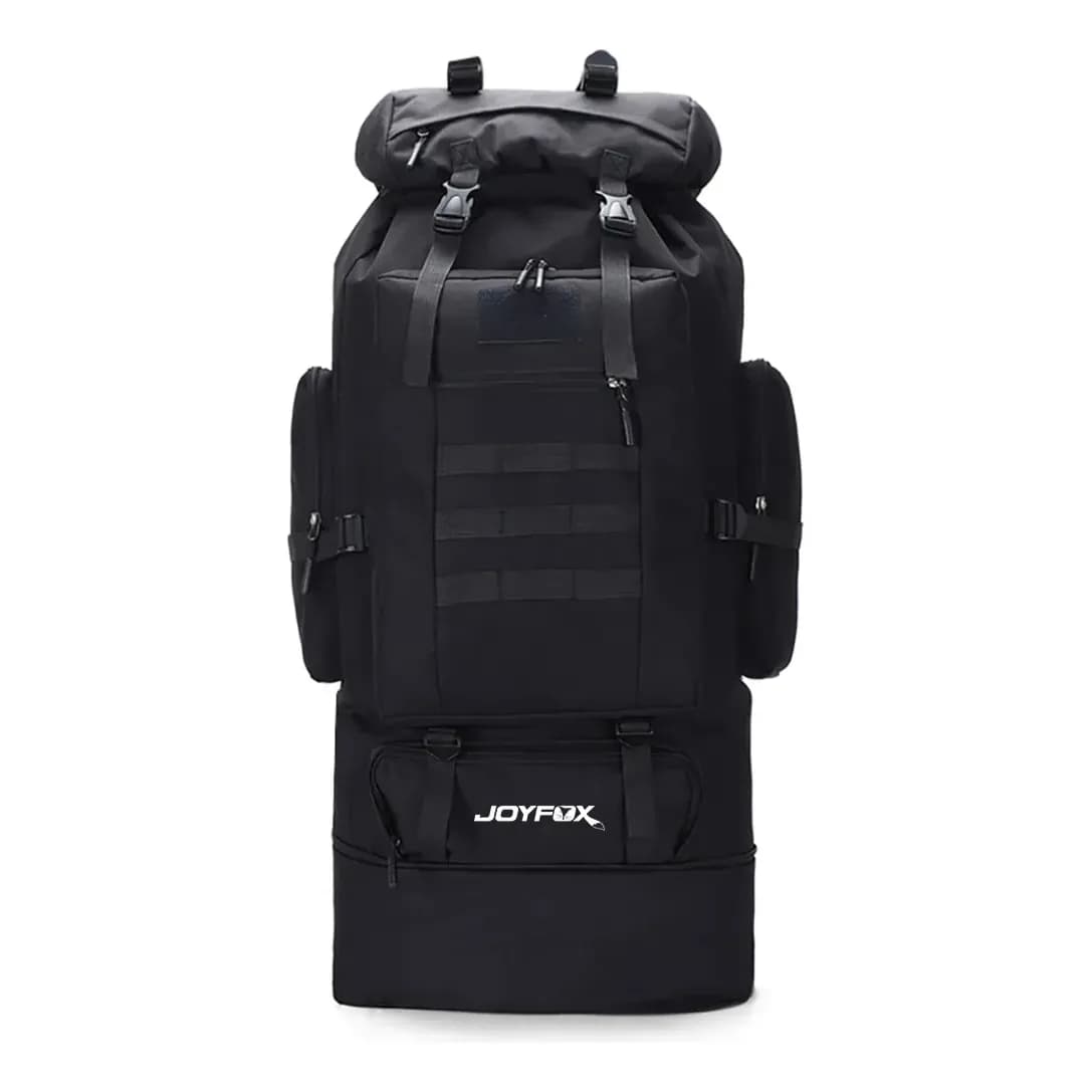 Mochila Cargueira 100l Grande Viagem Alpinismo Camping Nylon Preto Liso