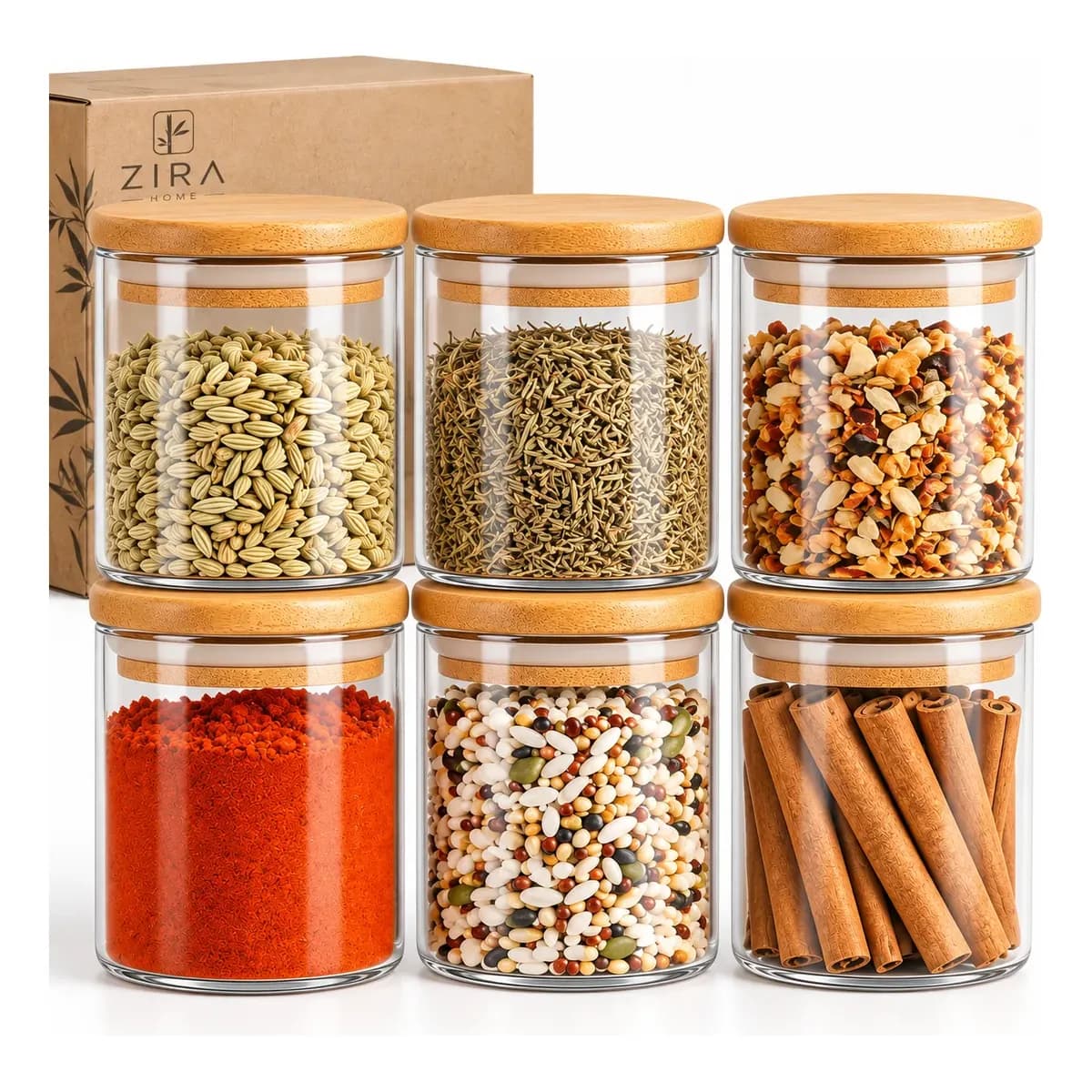 Kit 6 Potes Herméticos de Vidro Porta Temperos
