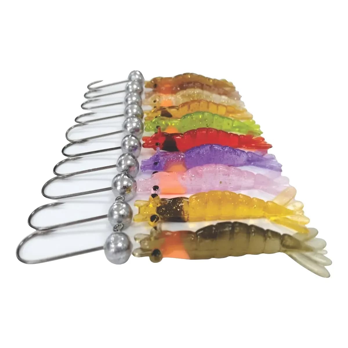 Kit 10 Camarões 8Cm + 10 Jigs Heads
