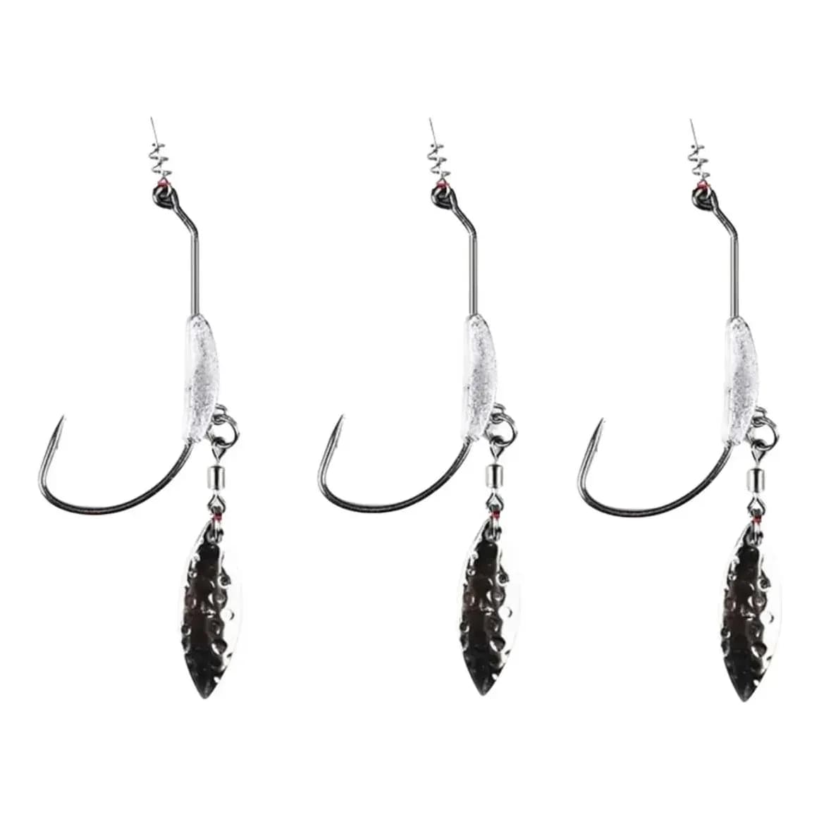 publi | Kit 3 Anzol Jig Head Offset Chumbo Spinner Girador Tucunaré