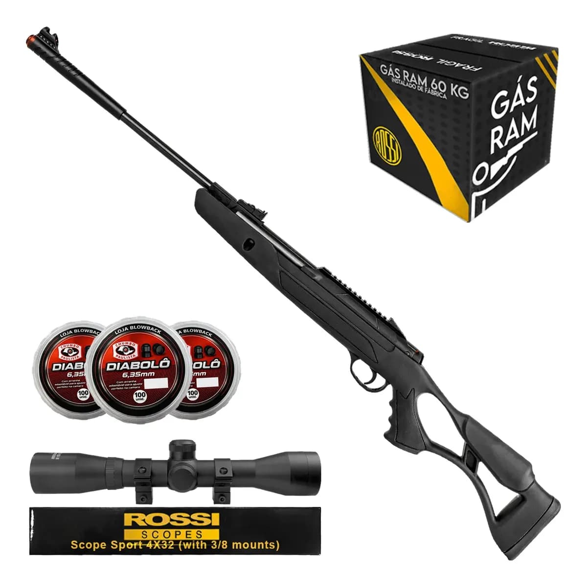 Carabina De Pressão Hatsan Airtact Pd Gás Ram / Nitro Kit Preto 6.35 Mm