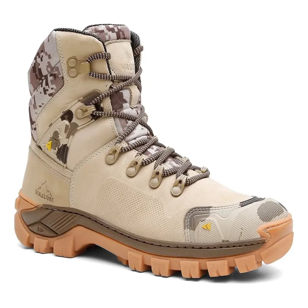 Coturno Masculino Cano Longo Couro Legítimo  Militar Com C.a