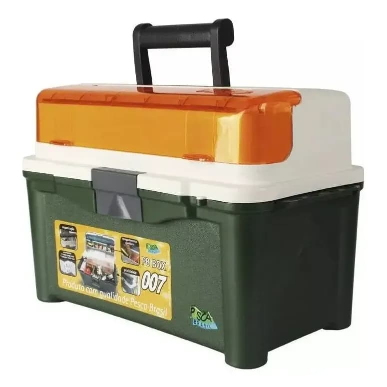 Caixa de Pesca Pesca Brasil Box 007 com 3 Bandejas Removíveis, Verde
