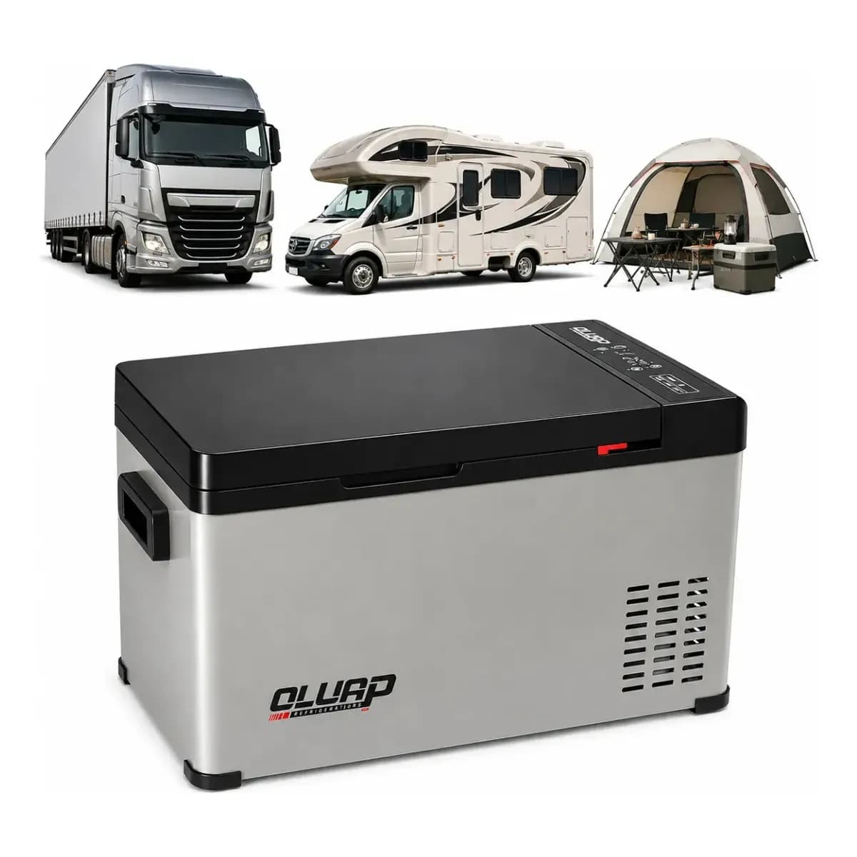 Geladeira Portátil 20l 12v/24v 110v/220v Quadrivolt Ônibus Caminhão Van Motorhome OLUAP