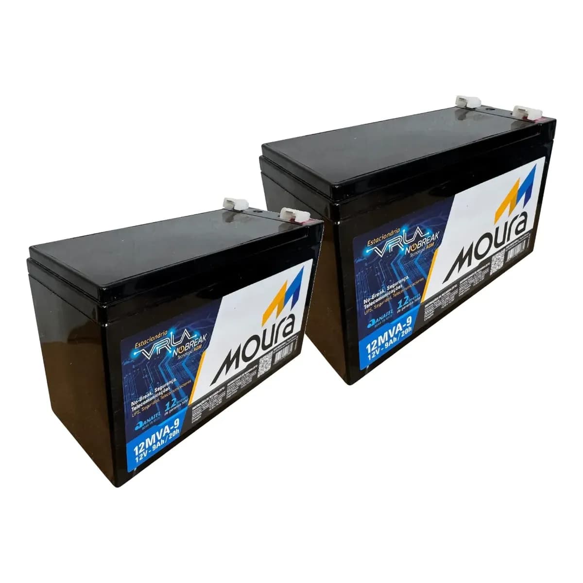 Kit 2 Baterias Moura 12mva-9 12v 9ah Vrla Nobreak Alarme