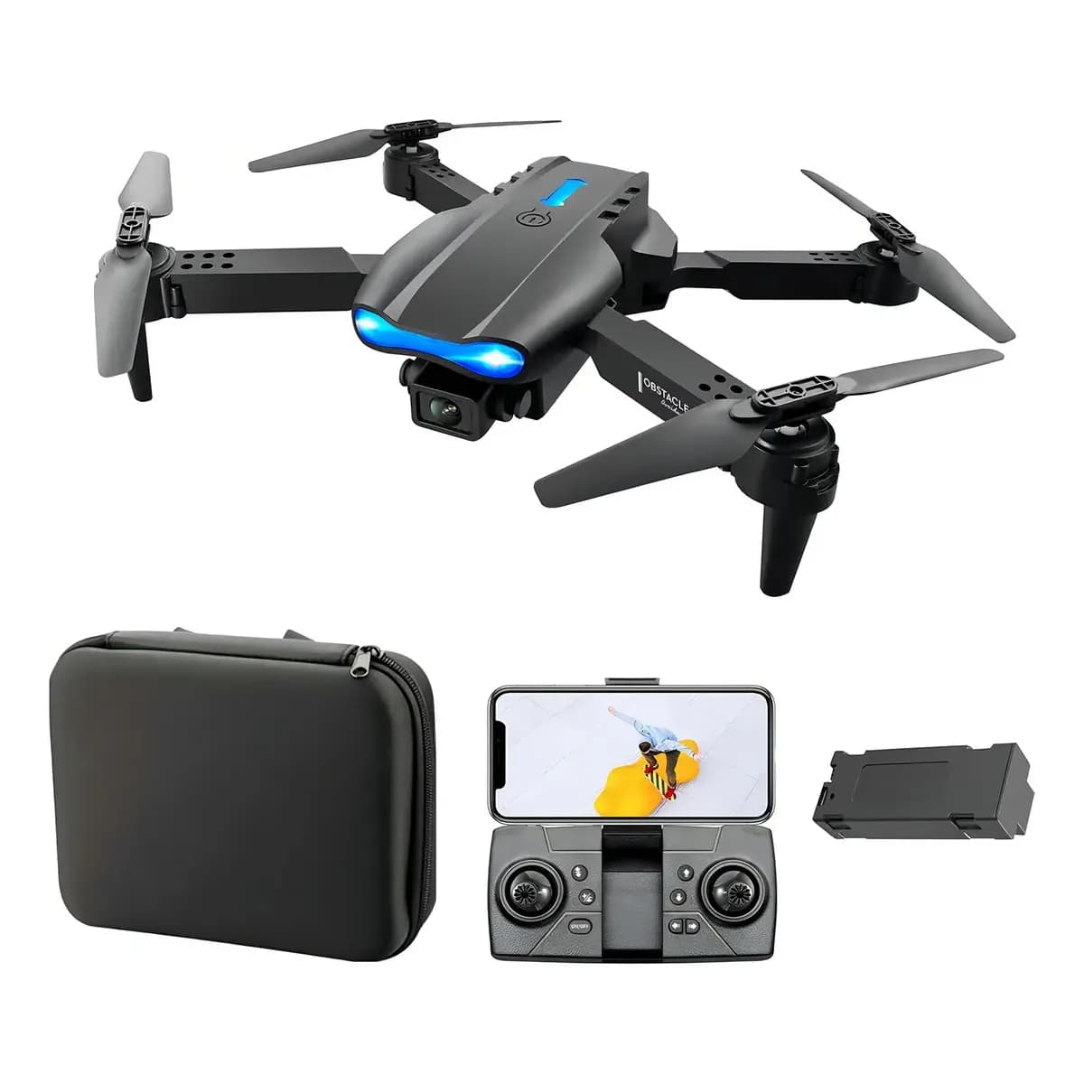Drone E99 4k Wifi 2 Dupla Hdcâmeras Profissional Cor Preto