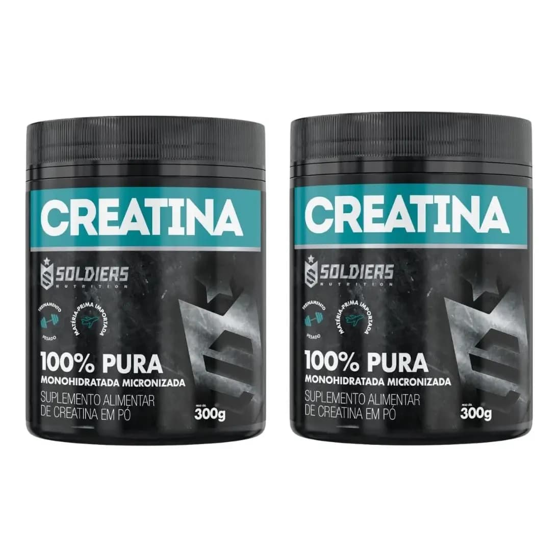 Kit: 2 Creatina Pote 300g 100% Pura Soldiers Nutrition Treino Performance Fortalecimento