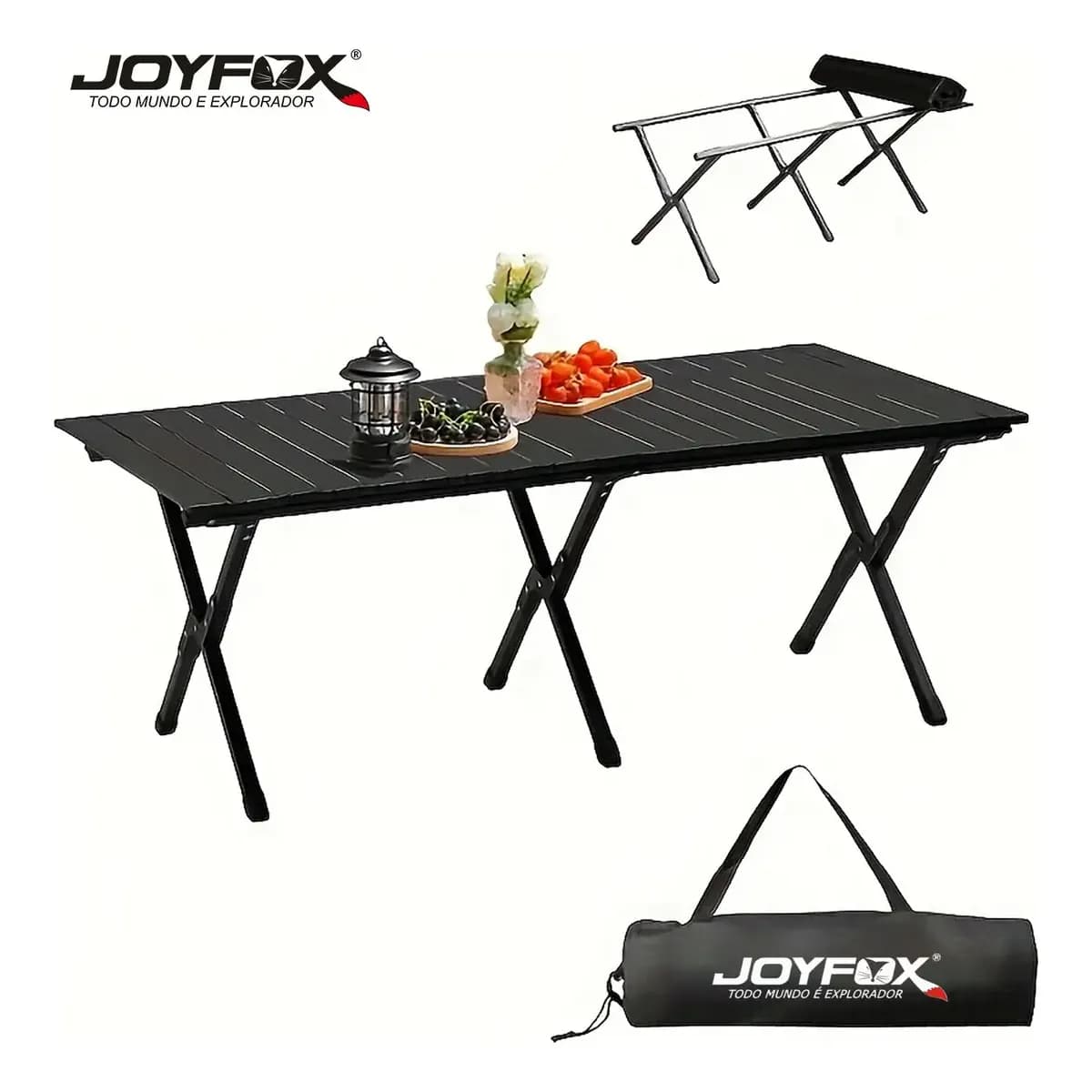 Mesa Dobrável 120cm Resistente Para Camping Garden Life Acampamentos Churrascos Piqueniques Caminhadas Pesca Preto