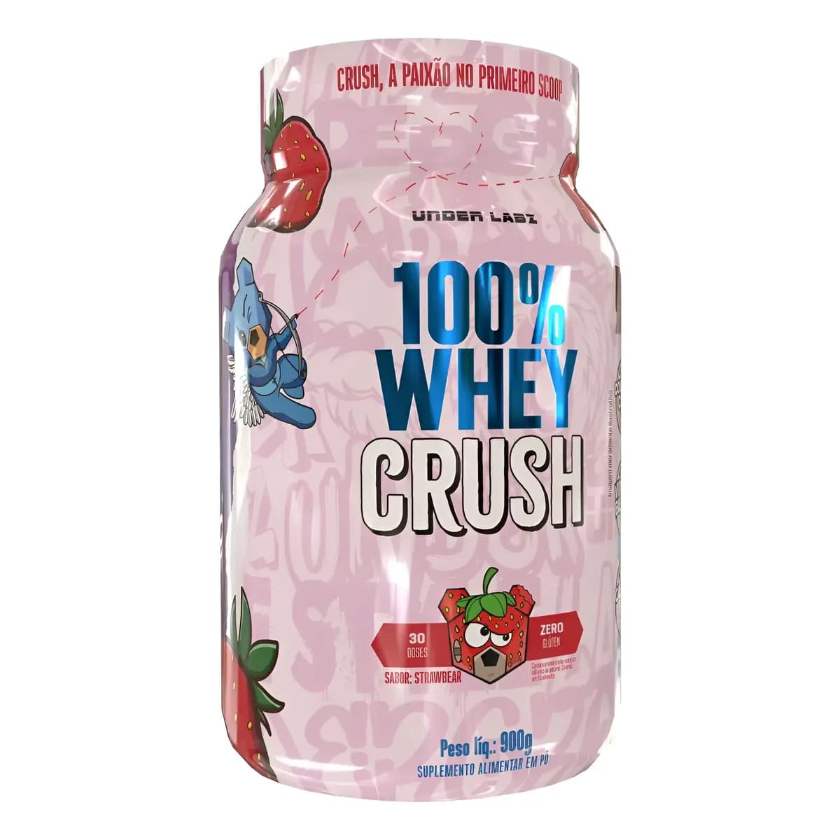 100% Whey Crush 900g Under Labz Sabor Morango