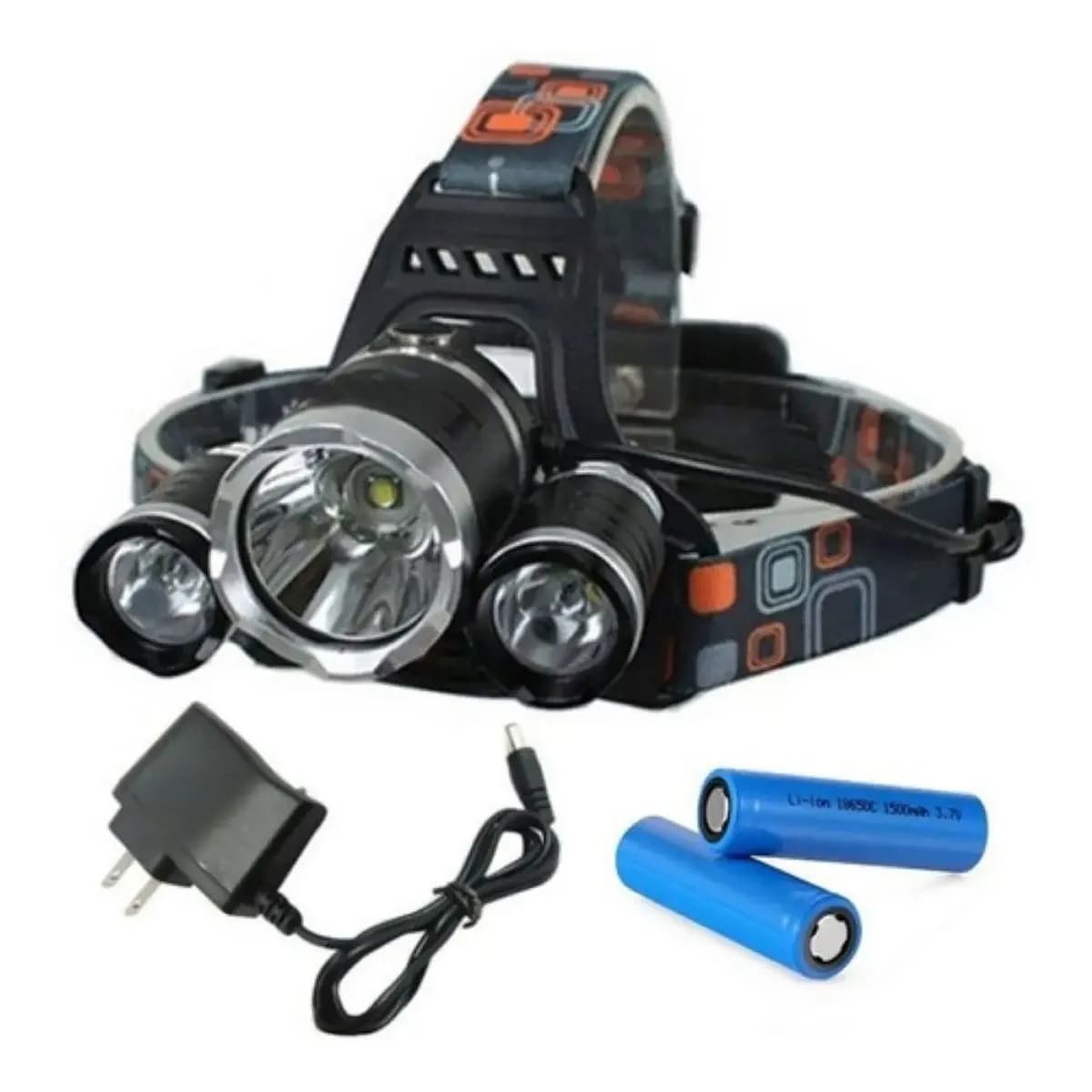 Lanterna De Cabeça 3 Leds Camping Pesca Caminhada Escalada Branco Preto
