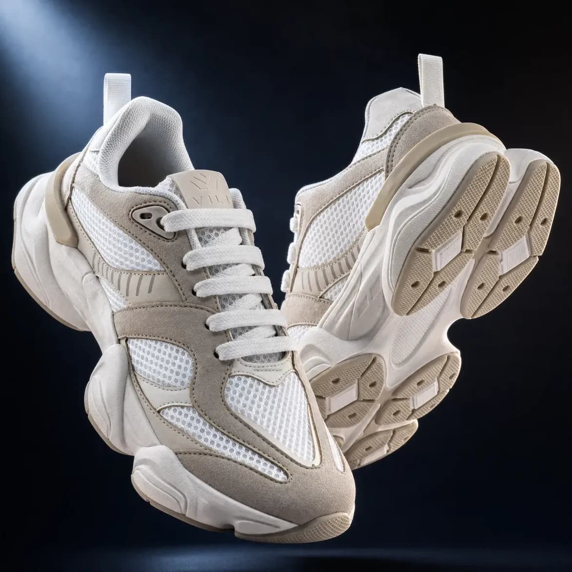 Tenis Feminino Chunky Vili Aura Casual Conforto Original Branco/bege
