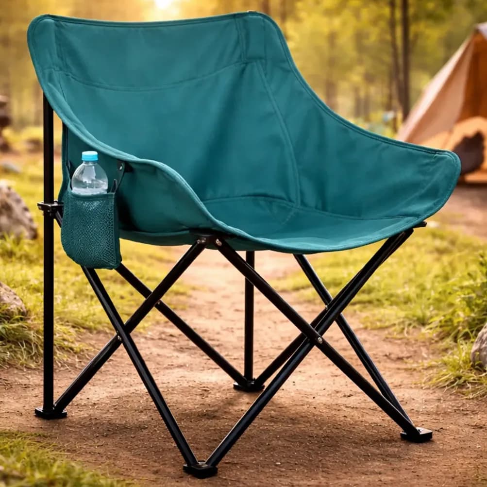 Cadeira Dobrável Portátil Bolsa Camping Praia Pesca Verde