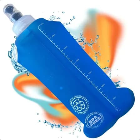 Garrafa Hiratação Silicone Soft Flash 350ml Dobrável Azul-celeste