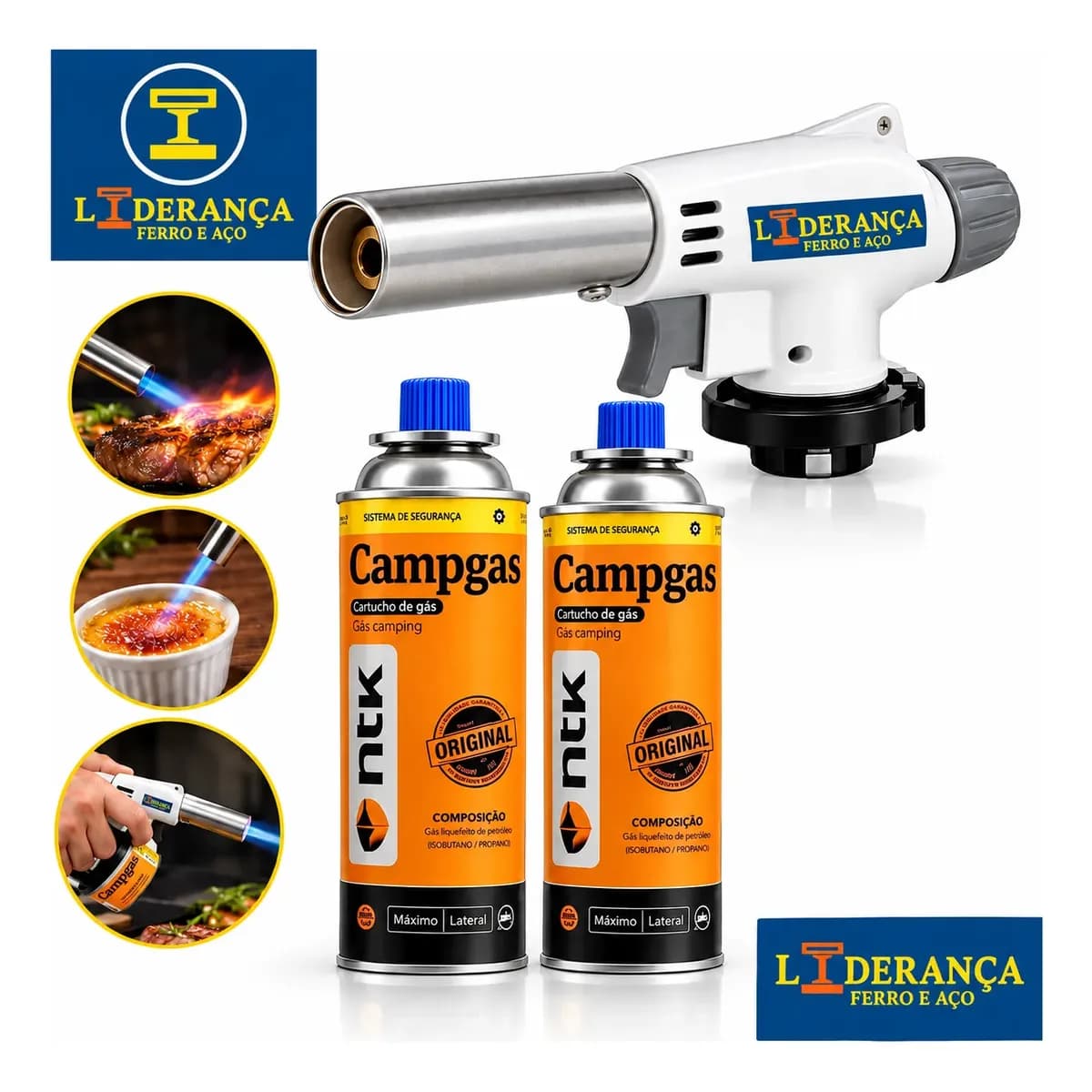 Kit Maçarico com Acendimento Automático e Refis de Gás 227g