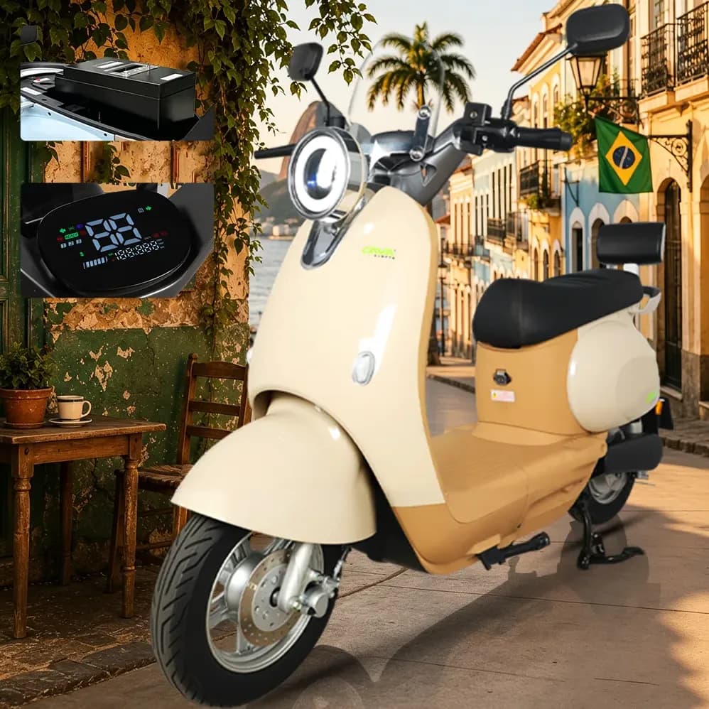 Bicicleta Elétrica 1000w Removível Lítio 75km Cavalletta C12 Bege