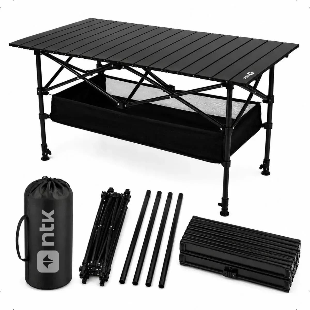 Mesa Camping Dobrável Portátil Reforçada Frade Gt120 Ntk Preto