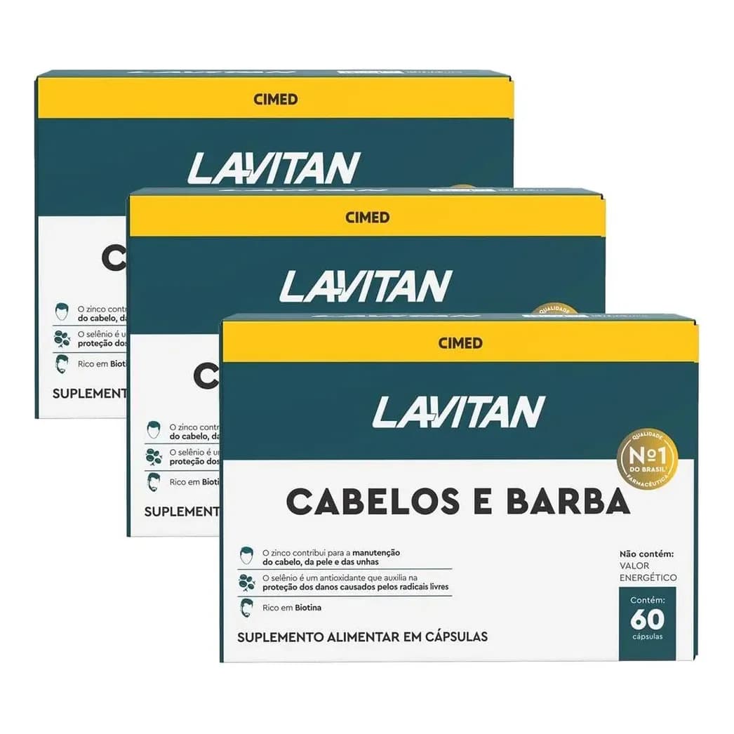 Kit 3 Und Lavitan Cabelo E Barba 60 Cps