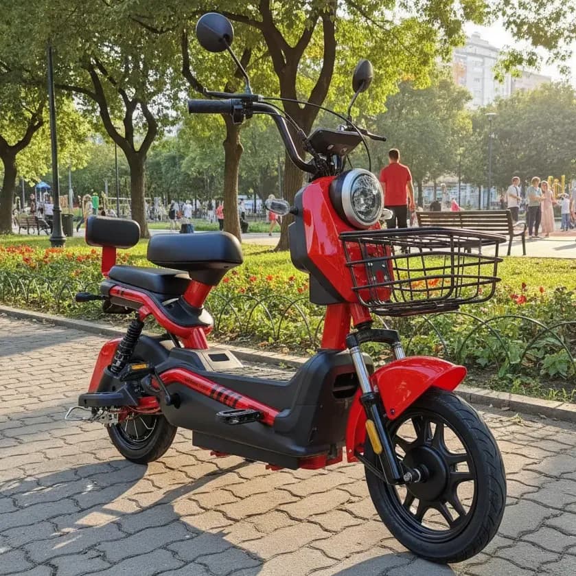Moto Elétrica Scooter Bicicleta 800w Aro 14 Bateria De Lítio Vermelho 48v