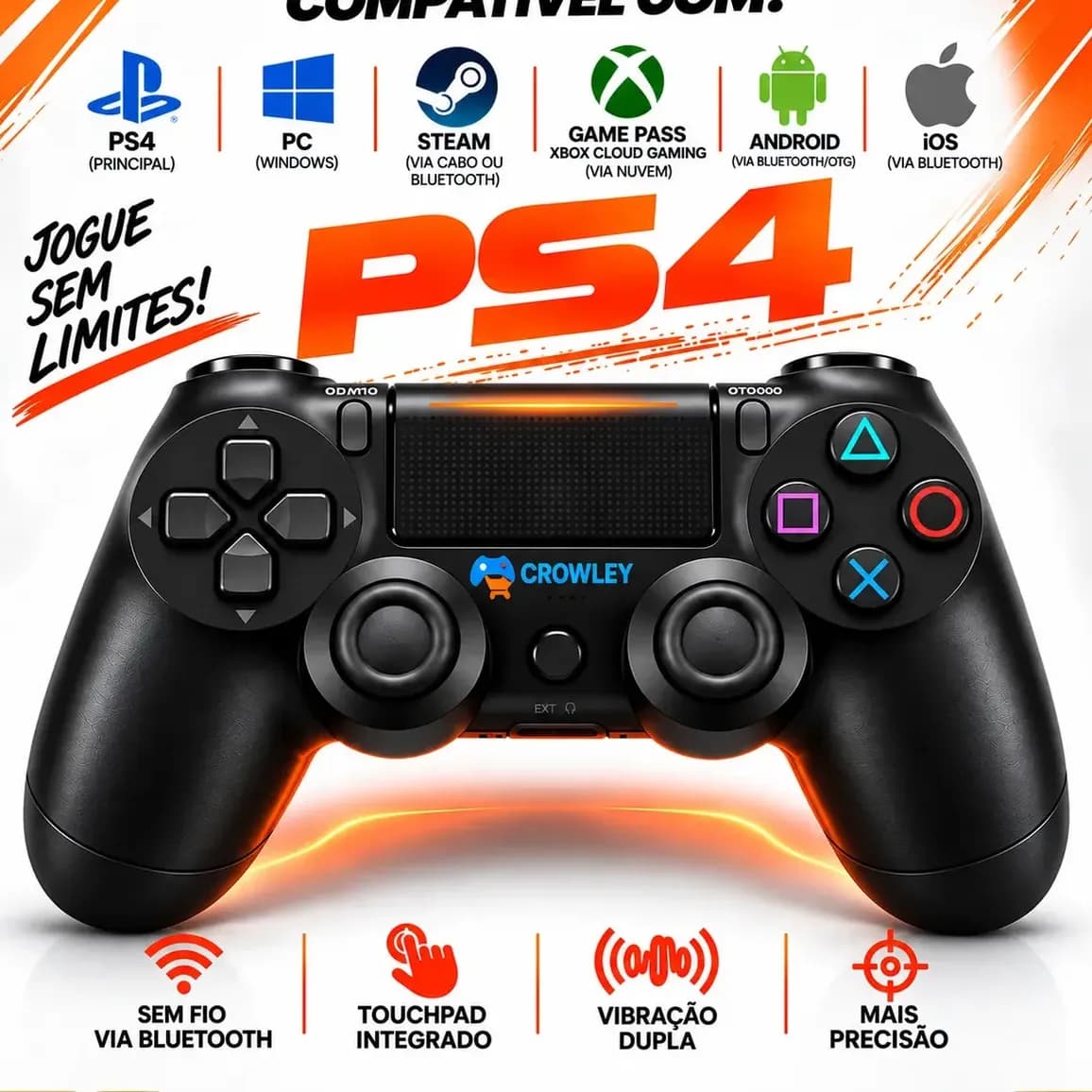 Controle Sem Fio de PS4/PC Bluetooth