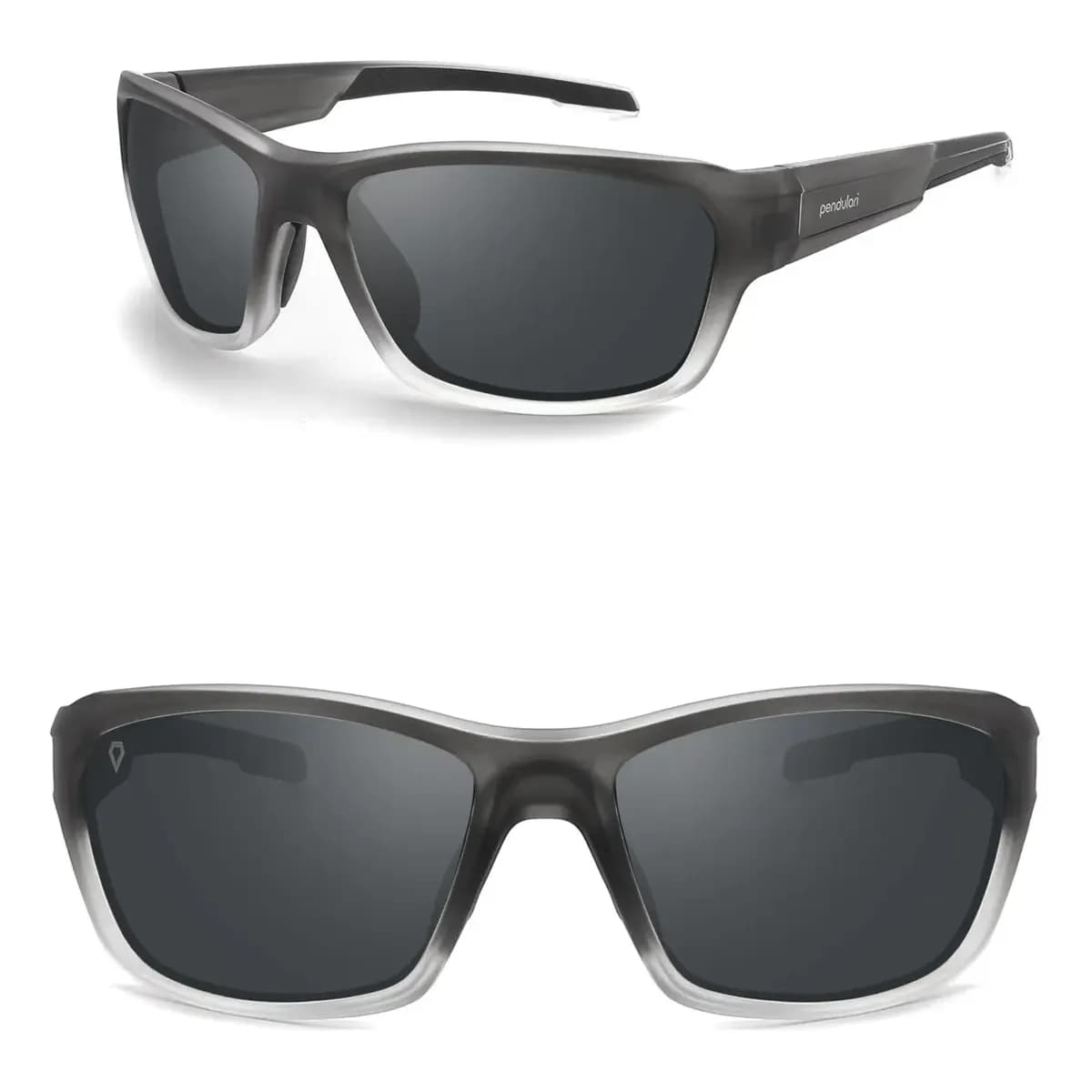 Óculos De Sol Esportivo Pendulari Track  Polarizado Proteção UV400 TR-90 Pesca Corrida Ciclismo Beach Tennis Armação Cinza Lente Cinza-Escuro