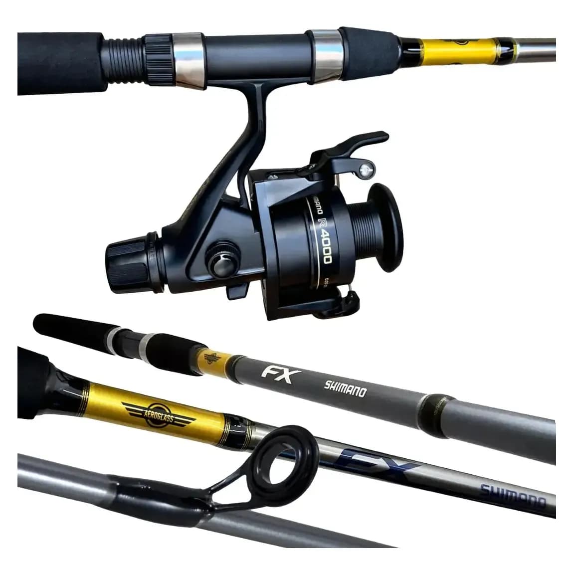 Kit Pesca Profissional Shimano 1.98m 17lb + Molinete Ix4000r Cinza/preto