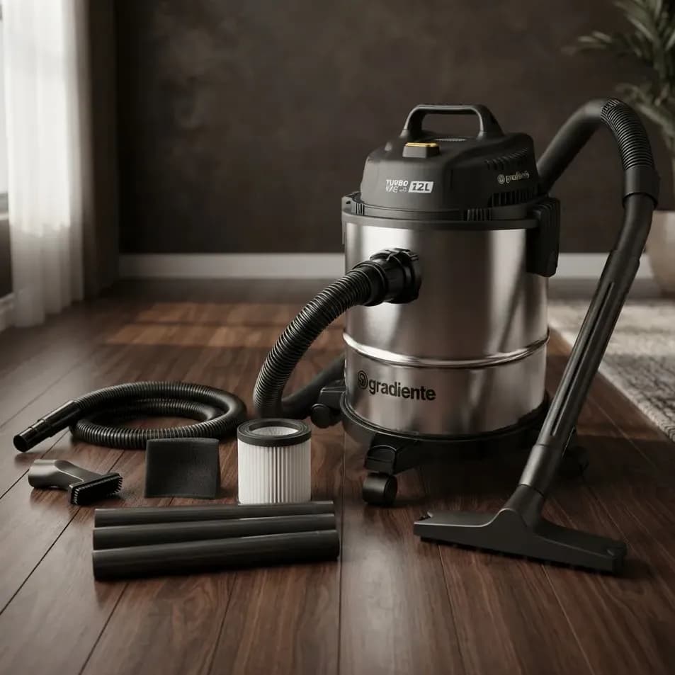 Aspirador De Pó E Água Inox 12l Gradiente Prata/preto 220v