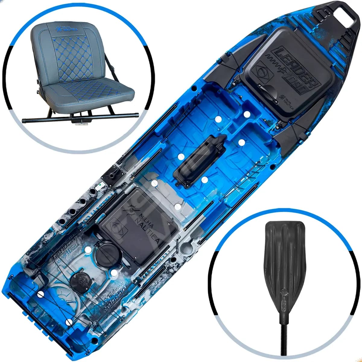 Caiaque Leader 1090 P/ Pedal E Motor + Cadeira Giratória 360