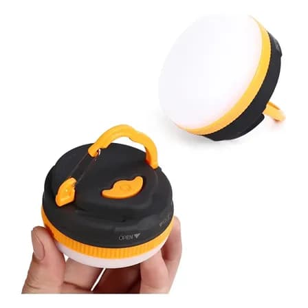 Luminária Lampada Led Camping Pesca Lanterna Com Gancho Imã Amarelo