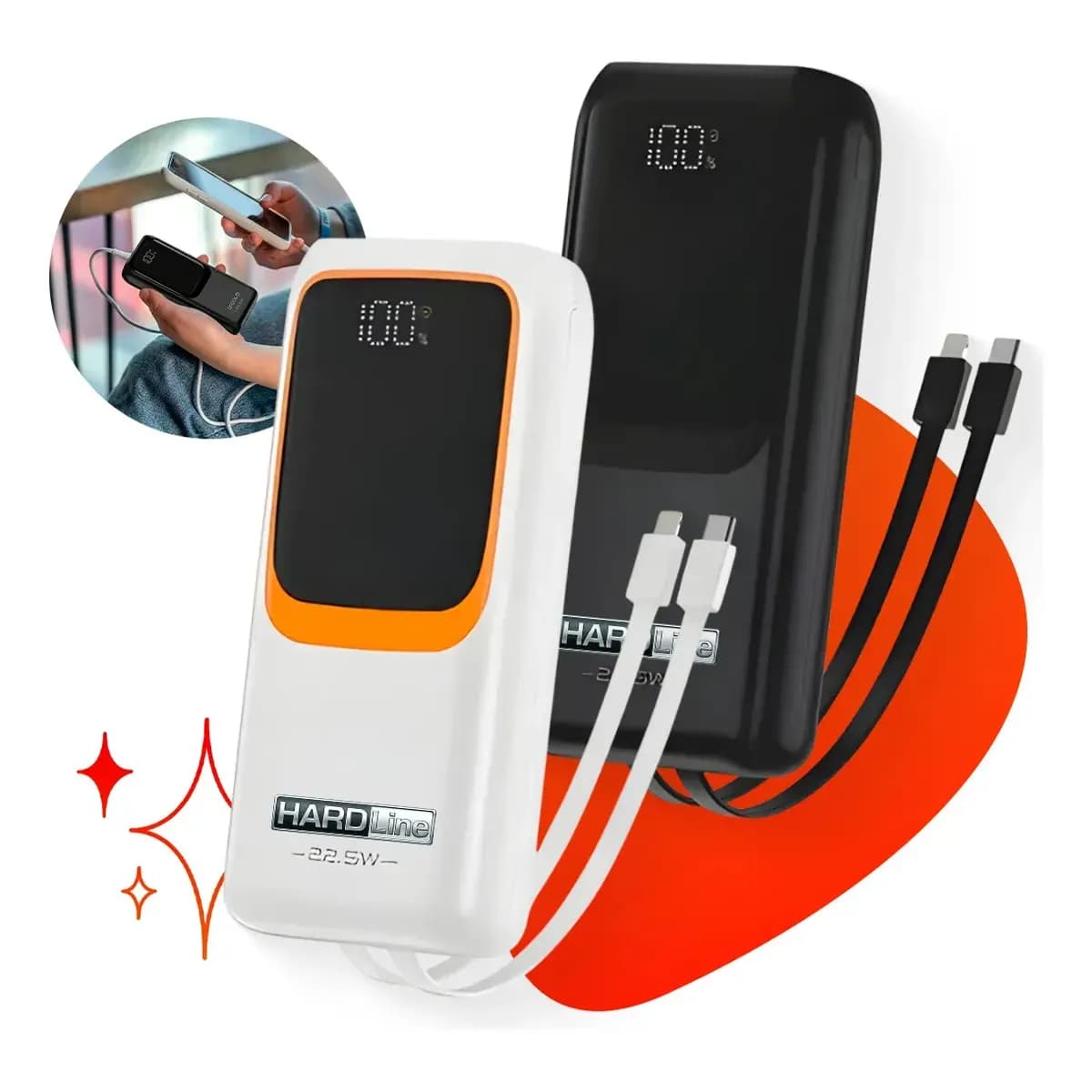 Power Bank Turbo Carregador Portátil 20000mah Turbo 22.5w Premium Universal Rápida Carga Para Celular iPhone Xiaomi Motorola LG Smartwatch Tablet Display Digital Viagens Festa Ios Hardline Preto Ou B
