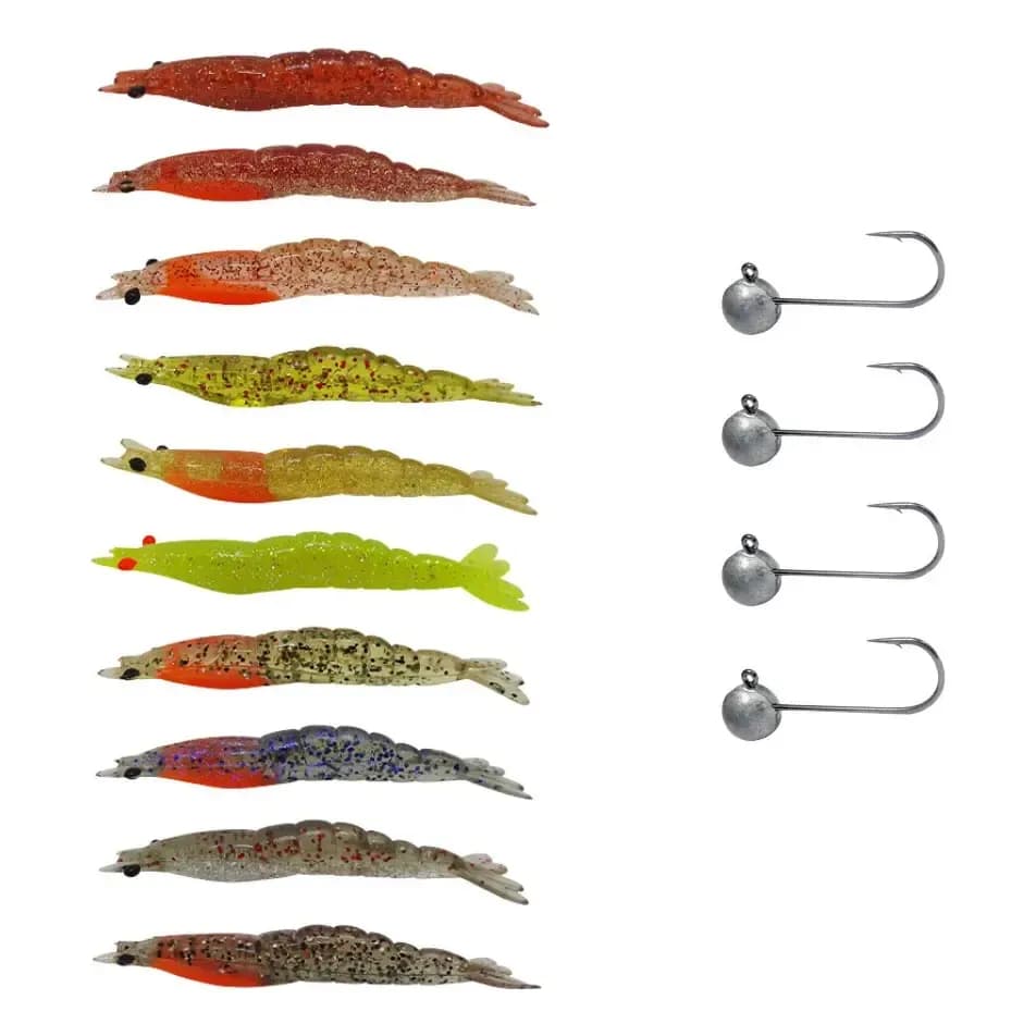 10 Camarão Artificial 4  Jighead Robalo Matadeira 6cm 8cm 9cm