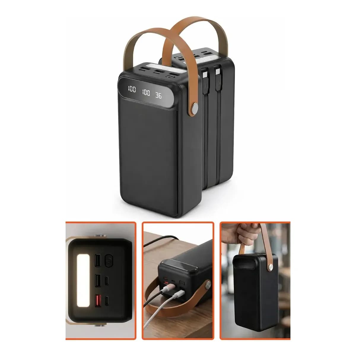Power Bank 60000mah Preto Turbo 22,5w Carregamento Rápido Usb Tipo C Lightniing Alta Capacidade Portátil Compatível Com Celular Smartphone Tablet iPad Segurança Inteligente