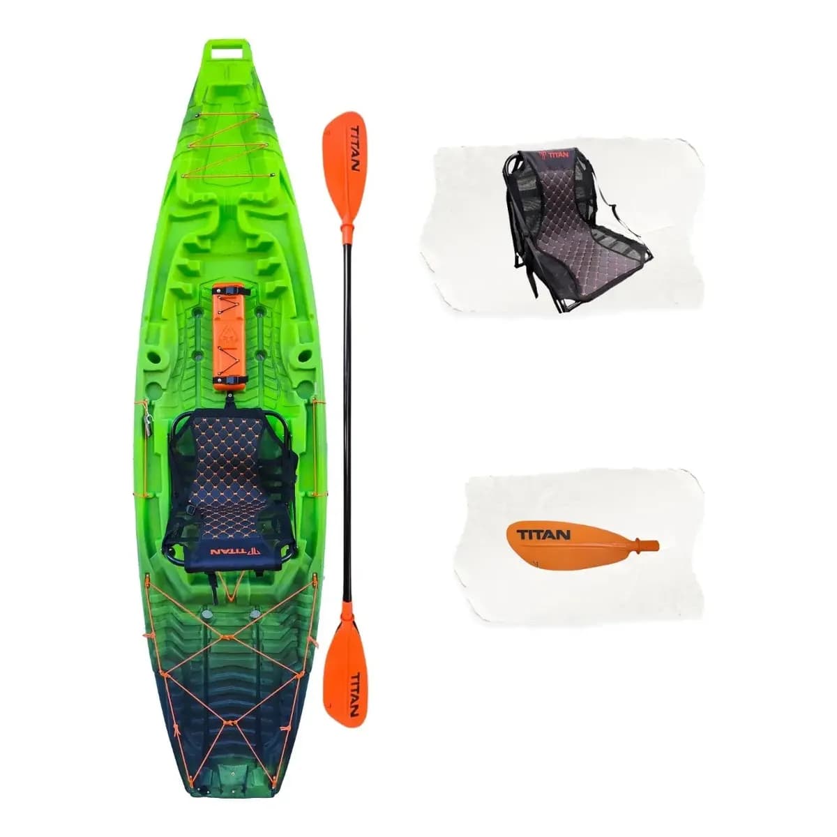Caiaque Atlas de pesca com remo e cadeira Titan cor selva