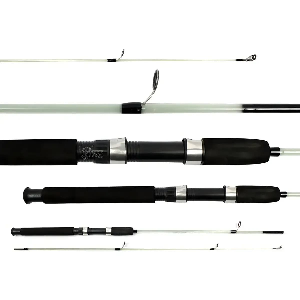 Vara de Pesca Spinning Cmik 2.10m 65lb Fibra de Vidro 2 Partes Transparente