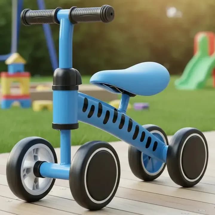 Bicicleta Equilíbrio Brinq Kids Sem Pedal Andador Infantil Azul 4 Rodas