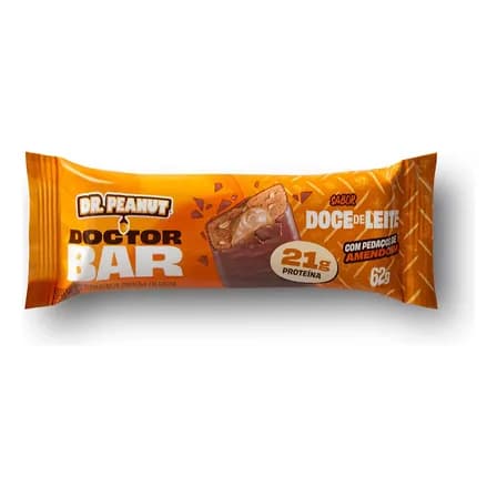 Barra de Proteína Dr. Peanut 21g Sabor Doce de Leite 8 Unidades
