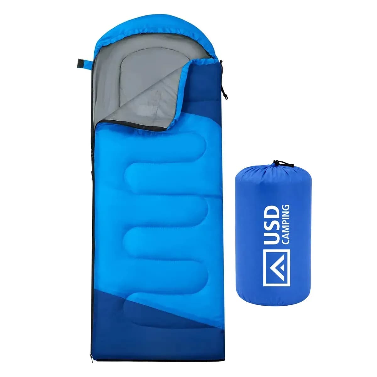 Saco De Dormir Camping Impermeável Usd Confortável 2,10m X 75cm C/ Bolsa De Transporte Cor Azul