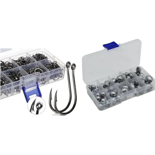 Kit 600 Anzóis E Kit Chumbada Para Pesca