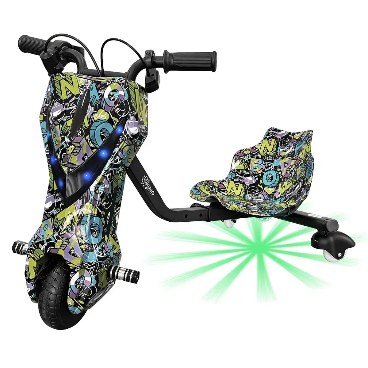 Triciclo Elétrico Drift Dobrável Com Motor 150w E Bateria 36v Verde